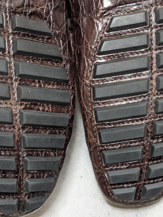Gucci Driving Horsebit Loafers Brown Crocodile Leather Men US 13.5 Exotic
